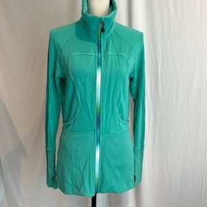 Lululemon Long LuLu Lux Caribe Green Mulit color Zipper Jacket Size 10